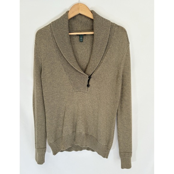 LRL Lauren Jean Shawl Collar 100% Cotton Womens Knit Sweater Shawl Grandmacore L - Picture 1 of 12